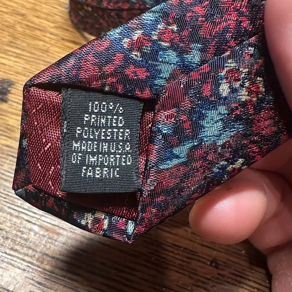 Vintage Christian Dior Monsieur Blue Red Floral Mix Patterned Polyester Tie - Picture 3 of 4